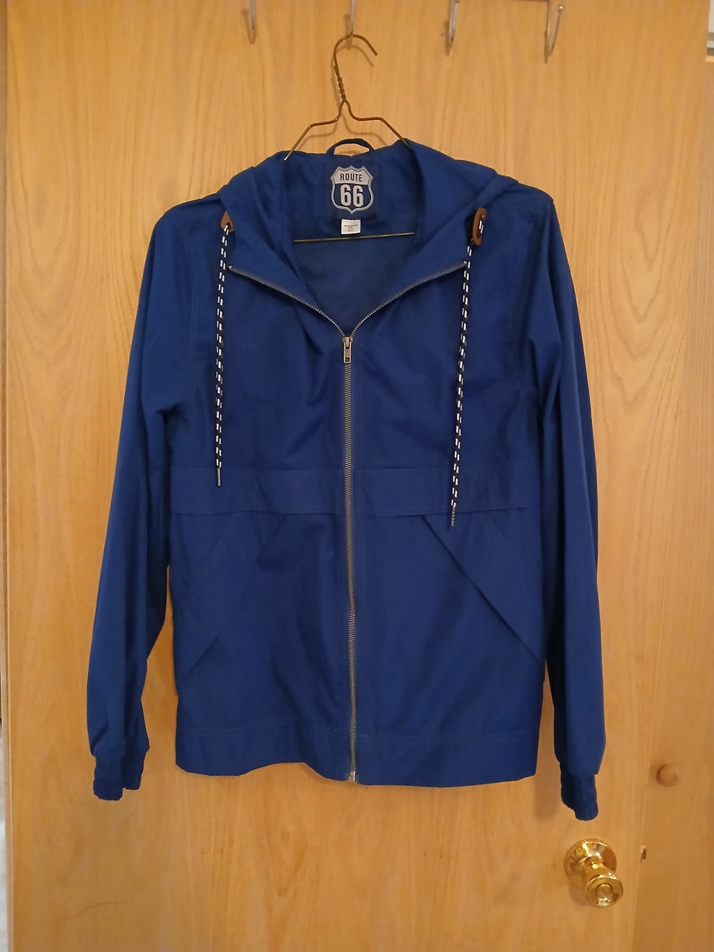 Route 66 Men's/Navy Blue Hooded Zip Bomber Jacket